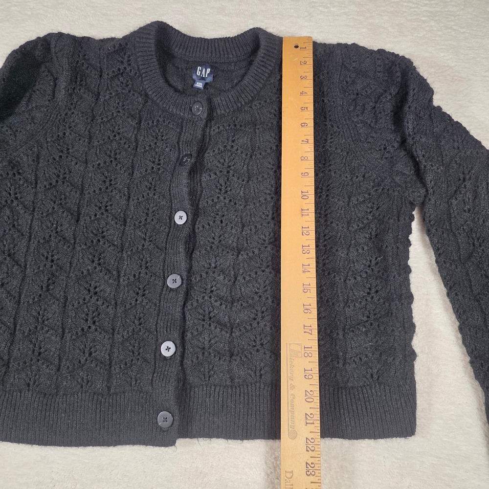 Gap Femme Pointelle Cardigan Women XXL Black Excellent Wool Alpaca Knit Sweater - Picture 5 of 10